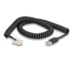 DeLock Špirálový kábel RJ50 - USB 2.0 Typ-A čierna