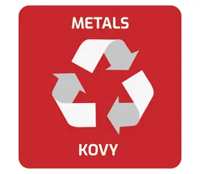 Samolepka na triedený odpad KOV červená