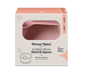 Tommee Tippee Silikónová mištička s prísavkou a lyžičkou ružová