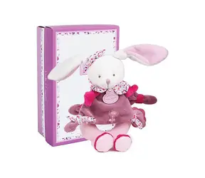 Doudou Darčeková sada - Plyšová hrkálka králiček 19 cm