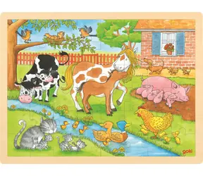 GOKI Drevené puzzle Život na farme