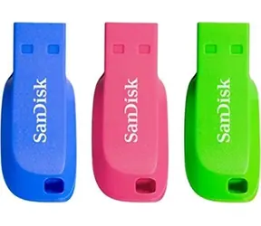 SanDisk Cruzer Blade 16 GB modrá & ružová & zelená 3 ks