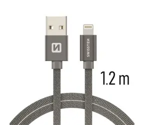 SWISSTEN TEXTILE dátový kábel USB - Lightning 1.2m šedá