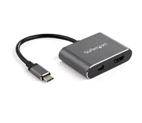 StarTech Multiport video adaptér USB-C na HDMI 2.0 & Mini DisplayPort 1.2 strieborná