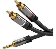 PremiumCord tienený kábel stereo Jack 3.5mm - 2x CINCH/MM/HQ/5m