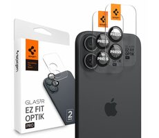 Spigen Glass tR EZ Fit Optik Pro 2 Pack ochranné sklo fotoaparátu pre Apple iPhone 16 & 16 PLUS čierna