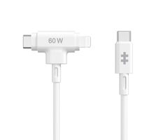 Hyper HyperJuice Nabíjací hybridný kábel Silicone 60W USB-C (M) - Lightning 1.5m biela