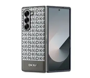 DKNY PU Leather Repeat Pattern Bottom Stripe Zadný Kryt pre Samsung Galaxy Z Flip 6 hnedá