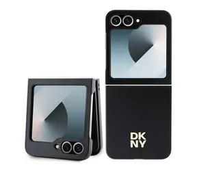 DKNY PU Leather Stack Logo Zadný Kryt pre Samsung Galaxy Z Flip 6 čierna