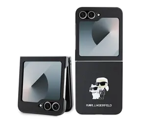 Karl Lagerfeld PU Saffiano Karl and Choupette Zadný Kryt pre Samsung Galaxy Z Flip 6 čierna