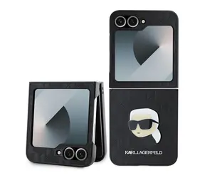 Karl Lagerfeld PU Saffiano Monogram Karl Head Zadný Kryt pre Samsung Galaxy Z Flip 6 čierna