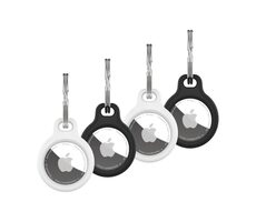 FIXED Silikónové puzdro Silky pre Apple AirTag 4ks 2x čierne + 2x biele