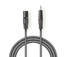 Nedis Vyvážený Audio kábel XLR 3pinový (F) - jack 3.5 mm (M) 3.00 m tmavo šedá
