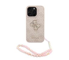 Guess PU 4G Metal Logo Strap Zadný Kryt pre iPhone 16 Pre Max Pink