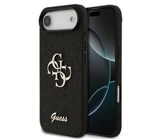 Guess PU FIXED Glitter 4G Metal Logo Zadný Kryt pre iPhone 17 Air Black