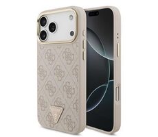 Guess PU Leather 4G Triangle Logo Gold Frame MagSafe Zadný Kryt pre iPhone 17 Pre Max Pink