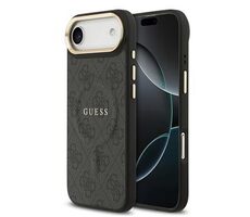 Guess PU Leather 4G Gold Frame MagSafe Zadný Kryt pre iPhone 17 Air Black