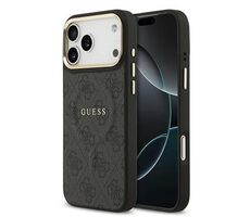 Guess PU Leather 4G Gold Frame MagSafe Zadný Kryt pre iPhone 17 Pre Max Black