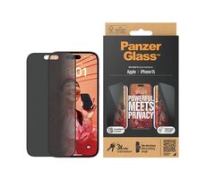 PanzerGlass Tvrdené sklo UWF Privacy s aplikátorom pre iPhone 15 čierna