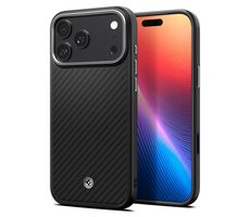 Spigen Enzo Aramid T kryt zadný kryt pre Apple iPhone 17 Pre čierno-strieborná