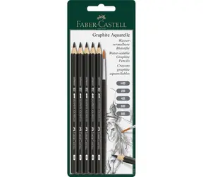 Faber-Castell Graphite Aquarelle Grafitová ceruzka - blister 5 ks a štetec