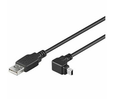 PremiumCord Kábel USB 2.0, AB mini, 5 pinov, konektor do uhla 90 °, 1,8 m