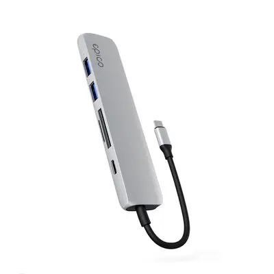 Epico 6in1 Aluminium Hub 8K s USB-C strieborná