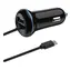 2GO 12W čierna / Nabíjačka do auta / 1x USB-A / 1x USB-C / 140 cm