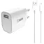 2GO biela / Sieťová nabíjačka / USB-A / 10,5 W / 5 V / 2,1 A / s káblom Lightning