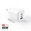FIXED Mini GaN s 2xUSB-C a USB výstupom podpora PD 65W biela