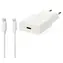 Nedis GaN 20W biela / Sieťová nabíjačka / USB-C / PD3.0 / + kábel USB-C - Lightning 1 m