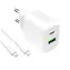 Puro PRO LITE biela / Sieťová nabíjačka / USB-A + USB-C / PD 30W / kábel USB-C-USB-C 1,2m