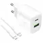 Puro PRO LITE 20W biela / Cestovná nabíjačka / USB-A + USB-C / kábel USB-C - USB-C 1,2 m