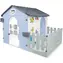 MOCHTOYS Detský záhradný domček modrý/s terasou/169 × 120 × 120,5 cm