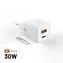 FIXED Mini biela / Sieťová nabíjačka / GaN / USB-C + USB-A / 30W / PD3.0
