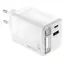 Troika POWER PULL 35 biela / Nabíjačka / GaN / USB-C + USB-A / 35W PD / výsuvný kábel USB-C