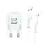 USAMS T20 biela / Nabíjačka / 2x USB / 2.1A / vr. kábla microUSB