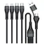 4smarts Nabíjací kábel 4v1 čierna / USB kábel / USB-A + USB-C - Lightning + microUSB + USB-C / 1,2 m