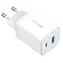 eSTUFF GaN nabíjačka 65W biela / Nabíjačka / USB-C + USB-A / Power Delivery 65 W / GaN