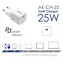 Akyga AK-CH-22 biela / Sieťová nabíjačka / 25W / GaN / USB-C / PD 3.0