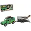 KIDS GLOBE Traffic Land Rover s prívesom a dinosaurom / Auto s prívesom / 28 cm / kov / od 3 rokov
