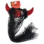 SPARKYS Čelenka Halloween rohy a čierny závoj / Karnevalový doplnok / červená / textil s perím