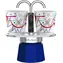 Bialetti MINI EXPRESS Set Kandinsky modrá / Sada: fontánová moka kanvička (90 ml) + 2x hrnček (Wassily Kandinsky)