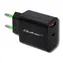 Qoltec 51713 USB - C + USB sieťový adaptér 18W čierna / 5-12V / 1.5 - 3A / USB-C 3.0 / USB 3.0 