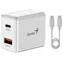 Genius PD-20ACP biela / Nabájací adaptér + kábel USB-C (M) - USB-C (M) 1m / 20W / USB-A / USB-C 