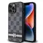 DKNY PU Leather Checkered Pattern and Stripe Zadný Kryt pre Apple iPhone 15 Pro Max čierna