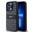 DKNY PU Leather Repeat Pattern Tonal Stripe Zadný Kryt pre Apple iPhone 15 Pro Max čierna