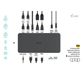i-TEC USB 3.0/USB-C/Thunderbolt 3 Dual 4K Docking Station Gen 2 Pro / Dokovacia stanica / 2x DisplayPort + 2x HDMI