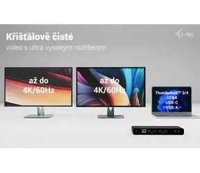 i-TEC Universal Dual 4K CADUA4KDOCKPDB100 / Dokovacia stanica + nabíjačka 100W / 2x HDMI / 2x DisplayPort / 4K 60Hz