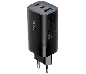 Havit UC20 čierna / Cestovná nabíjačka / GaN / 65 W / 2x USB-C / USB-A